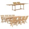 vidaXL 9d&iacute;ln&yacute; zahradn&iacute; j&iacute;deln&iacute; set 180&ndash;280 x 100 x 75 cm masivn&iacute; teak