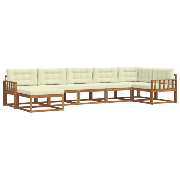 vidaXL Venkovn&iacute; pohovkov&aacute; souprava 7 pcs Přirozen&aacute; a Kr&eacute;mov&aacute;