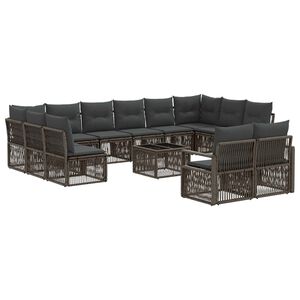 vidaXL Sada zahradn&iacute;ch pohovek 13 pcs &Scaron;ed&aacute; polyratan
