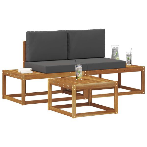 vidaXL Venkovn&iacute; pohovkov&aacute; souprava s pol&scaron;t&aacute;řem 3 pcs Př&iacute;rodn&iacute;