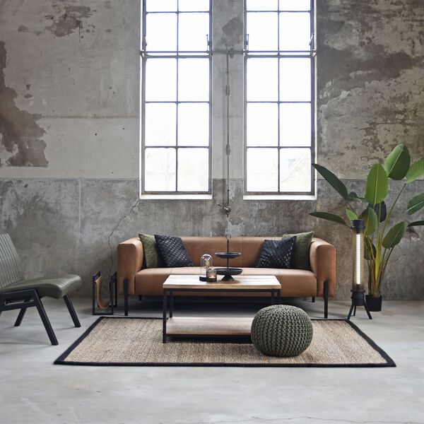 LABEL51 Pleten&yacute; taburet bavlna M khaki zelen&yacute;