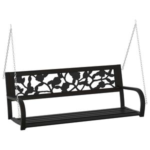 vidaXL Zahradn&iacute; houpac&iacute; lavice 125 cm ocel a plast čern&aacute;