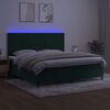 vidaXL Box spring postel s matrac&iacute; a LED tmavě zelen&aacute; 200x200 cm samet