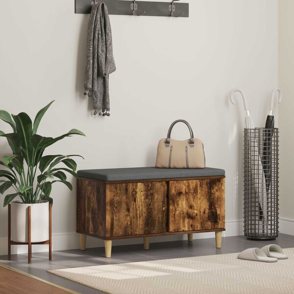 vidaXL Chodbičkov&aacute; lavice s pol&scaron;t&aacute;řem Kouřov&yacute; dub 60 x 38 x 46 cm