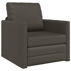 vidaXL Podlahov&aacute; rozkl&aacute;dac&iacute; pohovka 2v1 &scaron;ed&aacute; 112x174x55 cm uměl&aacute; kůže