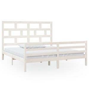 vidaXL R&aacute;m postele b&iacute;l&yacute; masivn&iacute; dřevo 180 x 200 cm Super King
