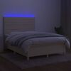 vidaXL Box spring postel s matrac&iacute; a LED kr&eacute;mov&aacute; 140x190 cm textil