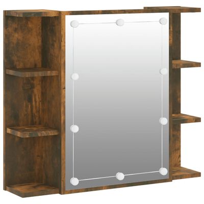 vidaXL Zrcadlová skříňka s LED kouřový dub 70 x 16,5 x 60 cm