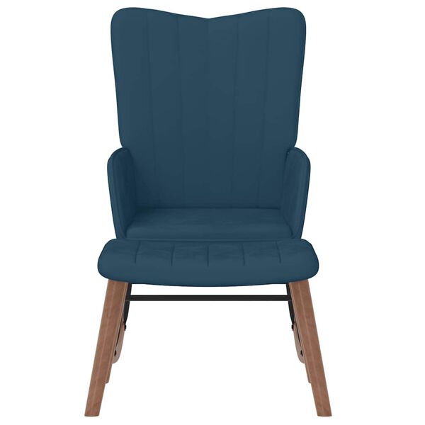 vidaXL Houpac&iacute; křeslo se stoličkou modr&eacute; samet