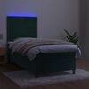 vidaXL Box spring postel s matrac&iacute; a LED tmavě zelen&aacute; 80x200 cm samet