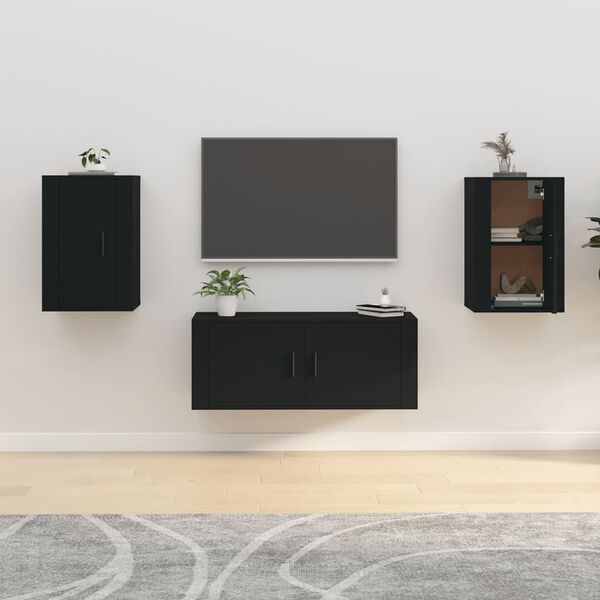 vidaXL N&aacute;stěnn&eacute; TV skř&iacute;ňky 2 ks čern&eacute; 40 x 34,5 x 60 cm