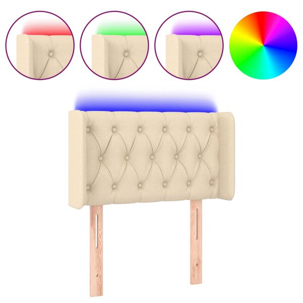 vidaXL Čelo postele s LED kr&eacute;mov&eacute; 83 x 16 x 78/88 cm textil