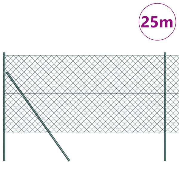 vidaXL Plotov&yacute; sloupek. Zelen&aacute; 25 x 1,2 m (s&iacute;ť 60 x 60 mm) Ocel a PVC