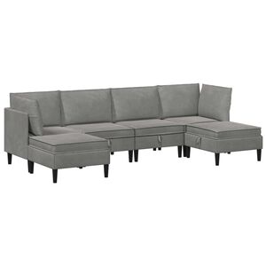 vidaXL Sada n&aacute;bytku do ob&yacute;vac&iacute;ho pokoje 6 pcs Světle &scaron;ed&aacute; Samet