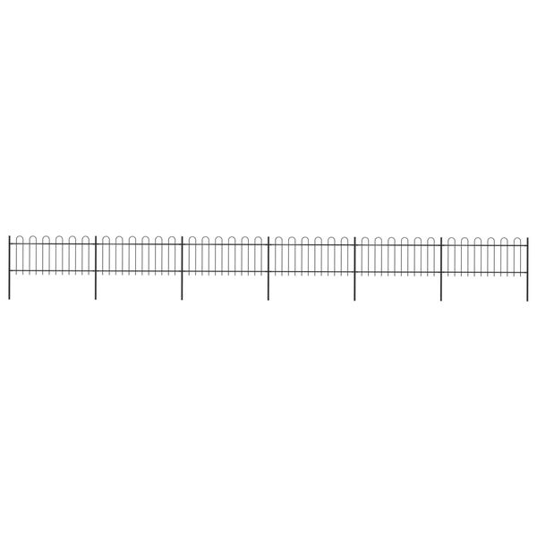 vidaXL Zahradn&iacute; plot s obloukem nahoře ocelov&yacute; 1070 x 80 cm čern&yacute;