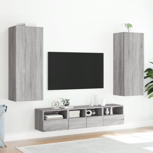 vidaXL N&aacute;stěnn&aacute; TV skř&iacute;ňka &scaron;ed&aacute; sonoma 40,5x30x102 cm kompozitn&iacute; dřevo