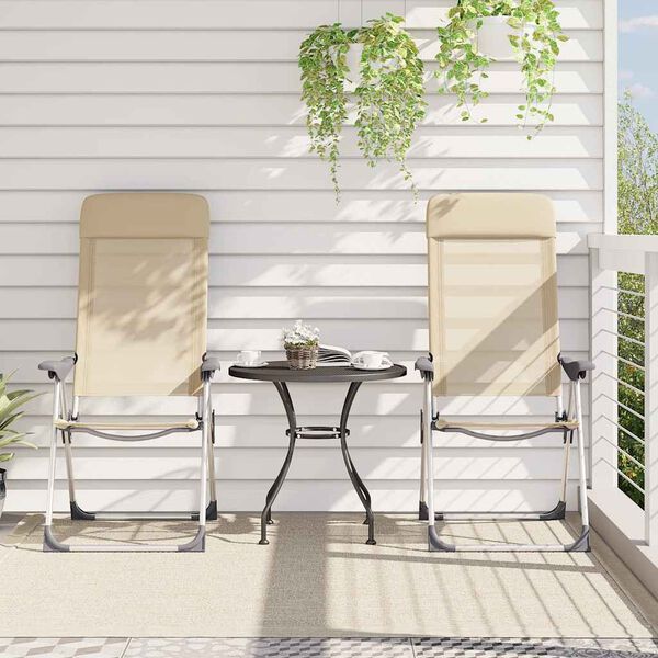 vidaXL Skl&aacute;dac&iacute; kempingov&eacute; židle 2 ks kr&eacute;mov&eacute; hlin&iacute;kov&eacute;