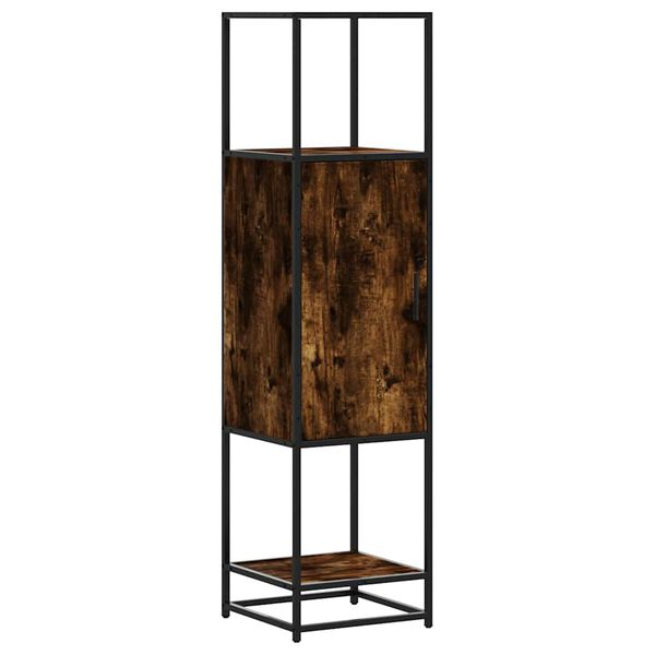 vidaXL Skř&iacute;ň highboard kouřov&yacute; dub 35,5x35x139 cm kompozit a kov