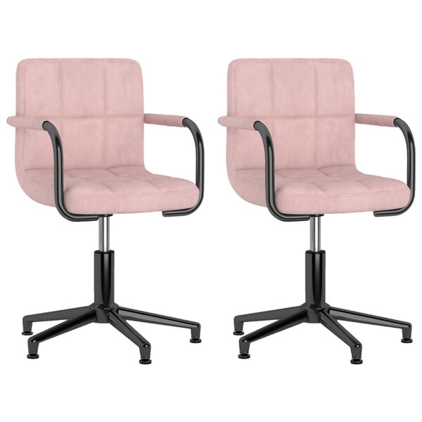vidaXL Otočn&eacute; j&iacute;deln&iacute; židle 2 ks růžov&eacute; samet