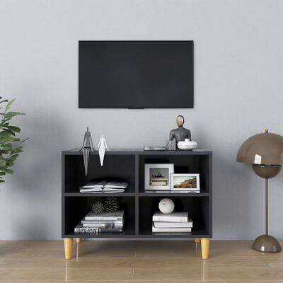 vidaXL TV stolek nohy z masivního dřeva šedý 69,5 x 30 x 50 cm