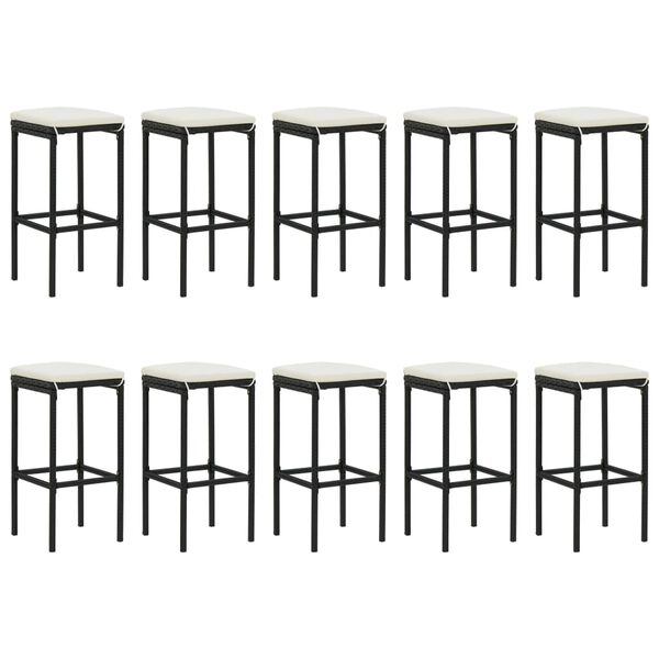 vidaXL 11dílný zahradní barový set s poduškami černý polyratan