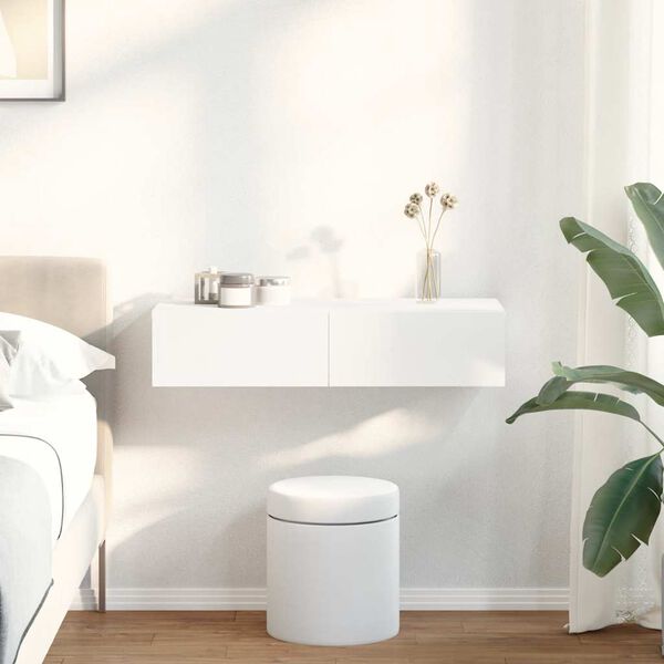 vidaXL N&aacute;stěnn&aacute; police se z&aacute;suvkami b&iacute;l&aacute; 80x33x17 cm kompozitn&iacute; dřevo