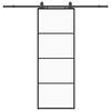 vidaXL Posuvn&eacute; dveře se sadou kov&aacute;n&iacute; čern&eacute; 76x205 cm ESG Glass