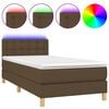 vidaXL Box spring postel s matrac&iacute; a LED tmavě hněd&aacute; 90x200 cm textil