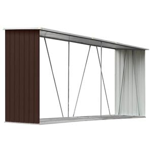 vidaXL Zahradn&iacute; kůlna na dř&iacute;v&iacute; pozinkovan&aacute; ocel 330x84x152 cm hněd&aacute;