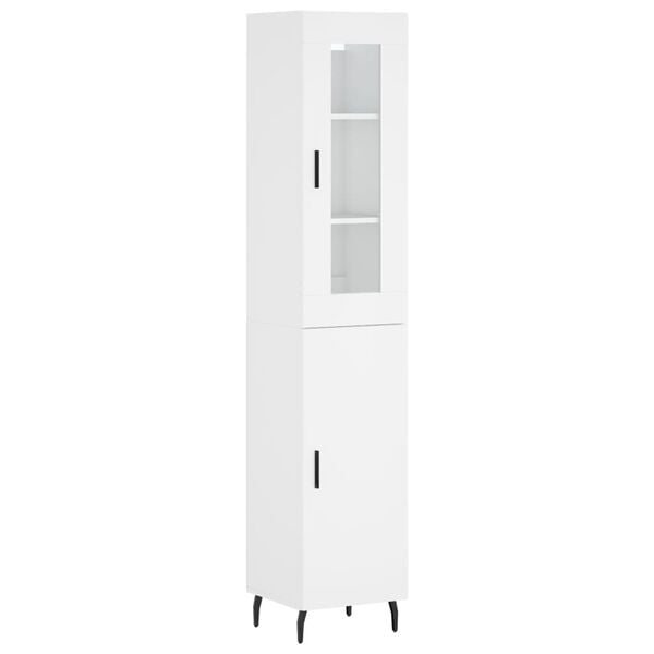 vidaXL Skř&iacute;ň highboard b&iacute;l&aacute; 34,5 x 34 x 180 cm kompozitn&iacute; dřevo