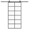 vidaXL Posuvn&eacute; dveře se sadou kov&aacute;n&iacute; čern&eacute; 90x205 cm ESG Glass