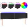 vidaXL Čelo postele s LED čern&eacute; 183 x 16 x 78/88 cm uměl&aacute; kůže