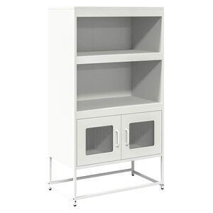 vidaXL Skř&iacute;ň highboard b&iacute;l&aacute; 68x39x123 cm ocel