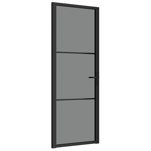 vidaXL Interi&eacute;rov&eacute; dveře 76 x 201,5 cm čern&eacute; ESG sklo a hlin&iacute;k