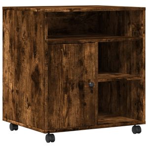 vidaXL Stojan na tiskárnu na kolečkách kouřový dub 60 x 50 x 67 cm