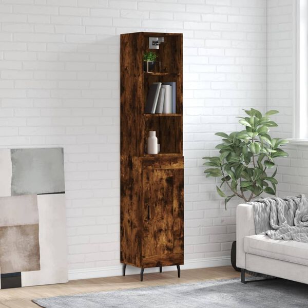 vidaXL Skř&iacute;ň highboard kouřov&yacute; dub 34,5 x 34 x 180 cm kompozitn&iacute; dřevo