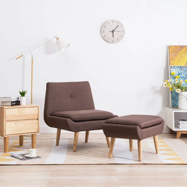 vidaXL Křeslo s podnožkou hněd&eacute; textil