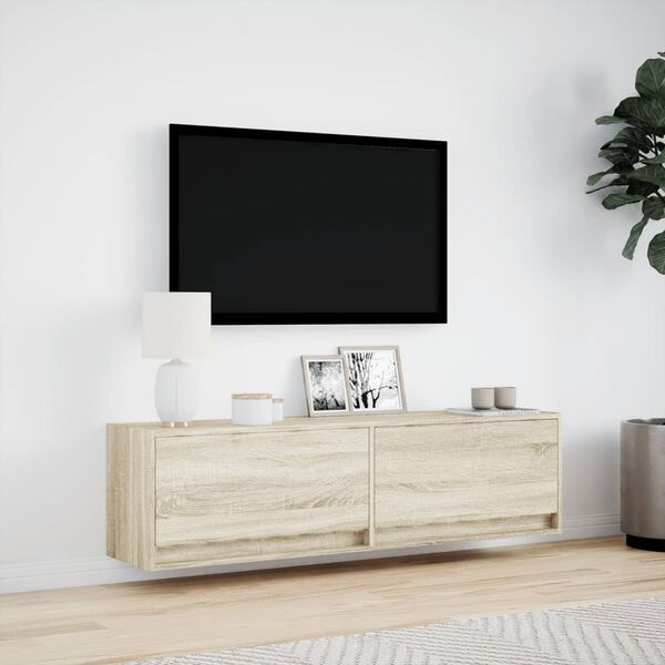 vidaXL Nástěnná TV skříňka s LED osvětlením dub sonoma 140x31x38 cm