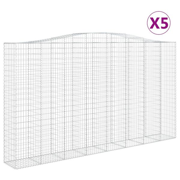 vidaXL Klenut&eacute; gabionov&eacute; ko&scaron;e 5 ks 400x50x220/240cm pozinkovan&eacute; železo
