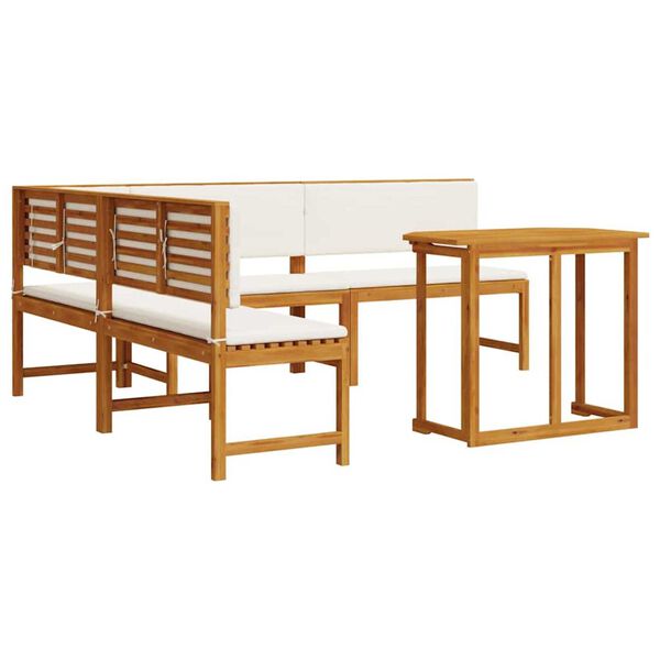 vidaXL Sada zahradních laviček 4 pcs Hnědá masivní akáciové dřevo