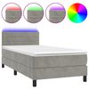 vidaXL Box spring postel s matrac&iacute; a LED světle &scaron;ed&aacute; 90x190 cm samet