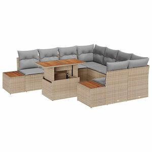 vidaXL Zahradn&iacute; j&iacute;deln&iacute; souprava s pol&scaron;t&aacute;řem 9 pcs Beige a &scaron;ed&aacute;