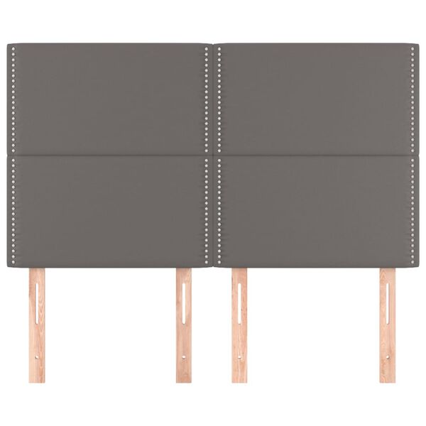 vidaXL Čelo postele &scaron;ed&eacute; 144x5x118/128 cm uměl&aacute; kůže