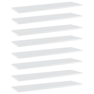 vidaXL Přídavné police 8 ks bílé vysoký lesk 100x30x1,5 cm dřevotříska