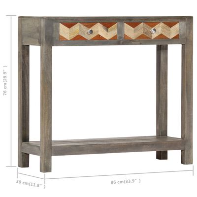 vidaXL Konzolový stolek šedý 86x30x76 cm masivní mangovníkové dřevo