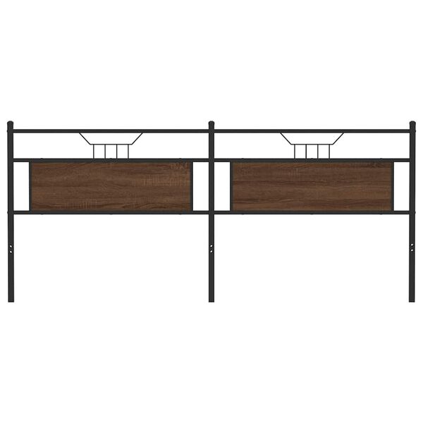 vidaXL Čelo postele hněd&yacute; dub 193 cm Dřevěn&eacute; a ocelov&eacute; konstrukce