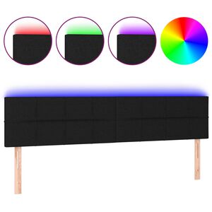 vidaXL Čelo postele s LED čern&eacute; 200x5x78/88 cm textil