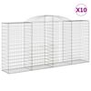 vidaXL Klenut&eacute; gabionov&eacute; ko&scaron;e 10ks 300x50x140/160cm pozinkovan&eacute; železo