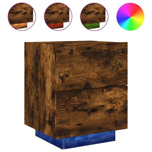 vidaXL Nočn&iacute; stolek s LED osvětlen&iacute;m kouřov&yacute; dub kompozitn&iacute; dřevo