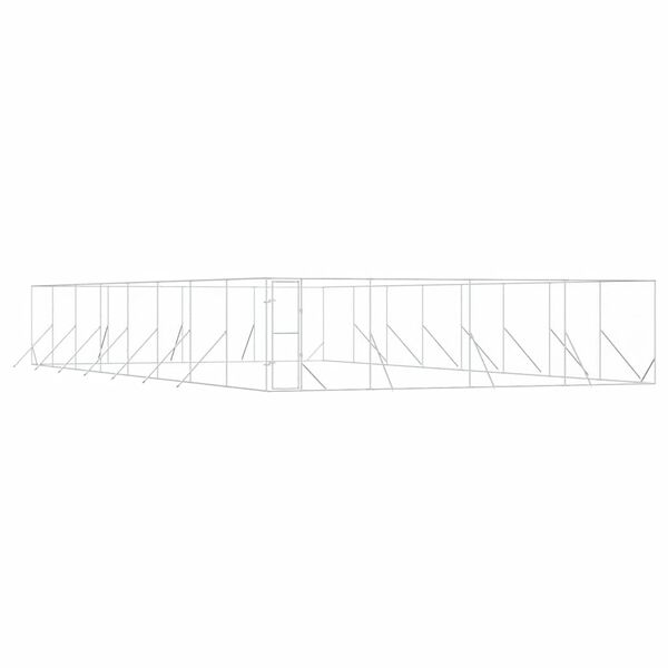 vidaXL Venkovn&iacute; ps&iacute; kotec stř&iacute;brn&yacute; 8 x 16 x 2 m pozinkovan&aacute; ocel